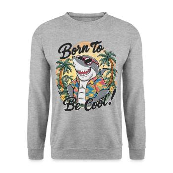 Drôle de requin avec des lunettes de soleil vacances d’été à la plage - Sweat-shirt Unisexe - gris chiné - Devant - Alina (178cm) & Michal (187cm)
