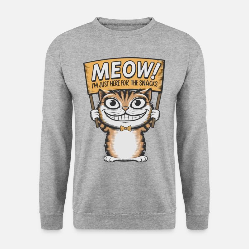 Miau Lustige Katze Sprüche Katzen Spruch - Unisex Pullover - Weißgrau meliert