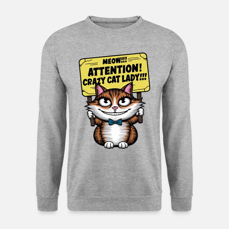 Miau Lustige Katze Sprüche Katzen Spruch - Unisex Pullover - Weißgrau meliert