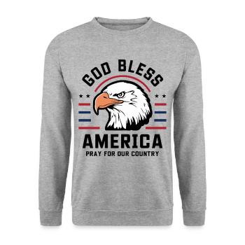 God Bless America - Pray for our country - Unisex Sweatshirt - salt & pepper - Front - Alina (178cm) & Michal (187cm)