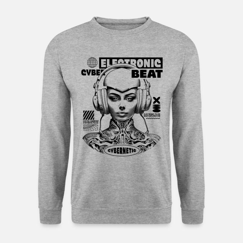 Elektronische Musik, Cyberpunk urban Shirt - Unisex Pullover - Weißgrau meliert