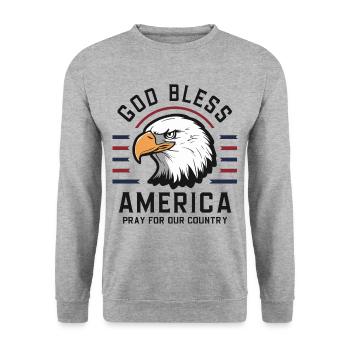 God Bless America USA 4th July Independence Day - Unisex Pullover - Weißgrau meliert - Vorne - Alina (178cm) & Michal (187cm)