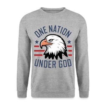 Amérique États-Unis Dire Une Nation sous Dieu 4 juillet - Sweat-shirt Unisexe - gris chiné - Devant - Alina (178cm) & Michal (187cm)