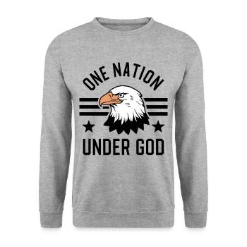 Amérique États-Unis Dire Une Nation sous Dieu 4 juillet - Sweat-shirt Unisexe - gris chiné - Devant - Alina (178cm) & Michal (187cm)