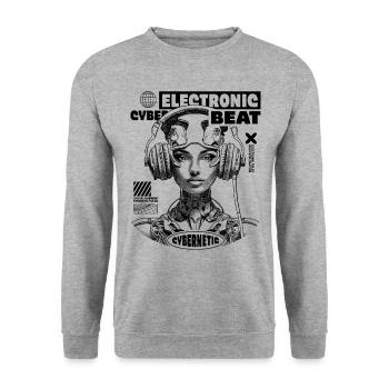 Futuristic DJ shirt – ideal for parties! - Unisex Sweatshirt - salt & pepper - Front - Alina (178cm) & Michal (187cm)