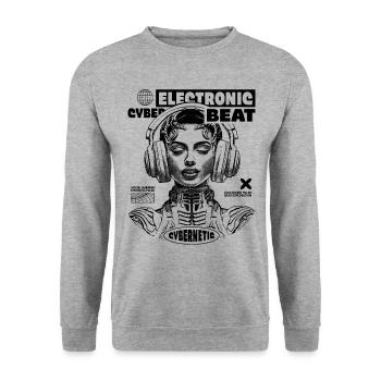 Hypnotisches Techno T-Shirt: Space Princess Design - Unisex Pullover - Weißgrau meliert - Vorne - Alina (178cm) & Michal (187cm)