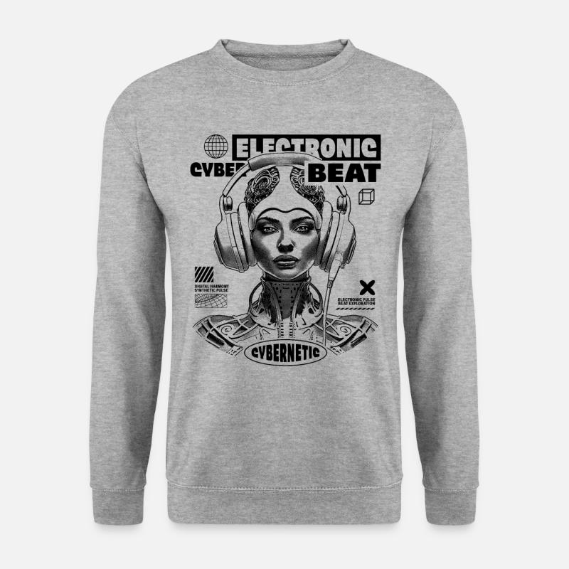 Futuristische Space-Frau Shirt für Techno Freaks - Unisex Pullover - Weißgrau meliert