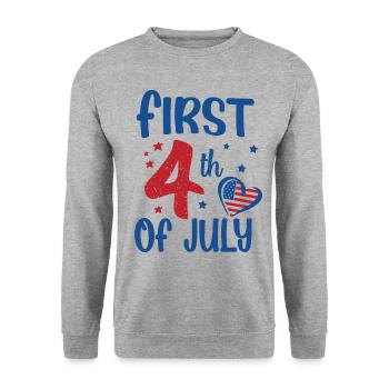First 4th of July Independence Day Amerika - Unisex Pullover - Weißgrau meliert - Vorne - Alina (178cm) & Michal (187cm)