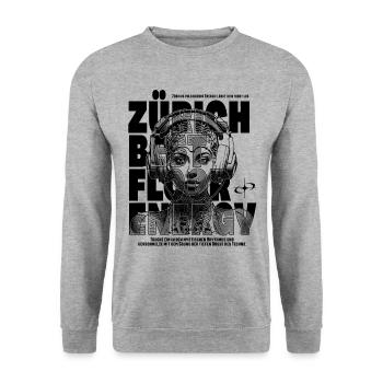 Zürich Techno – Space Astronautin T-Shirt - Unisex Pullover - Weißgrau meliert - Vorne - Alina (178cm) & Michal (187cm)