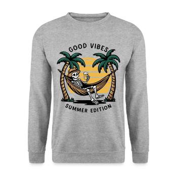 Skeleton in the hammockBeach vacation - Unisex Sweatshirt - salt & pepper - Front - Alina (178cm) & Michal (187cm)