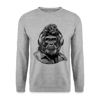 Hard Rock Shirt Gorilla Design - Unisex Sweatshirt - salt & pepper - Front - Alina (178cm) & Michal (187cm)