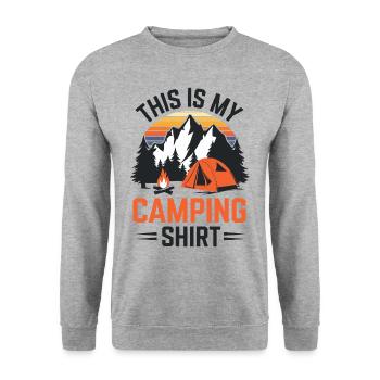 C’est mon t-shirt de camping 3 x5400 - Sweat-shirt Unisexe - gris chiné - Devant - Alina (178cm) & Michal (187cm)