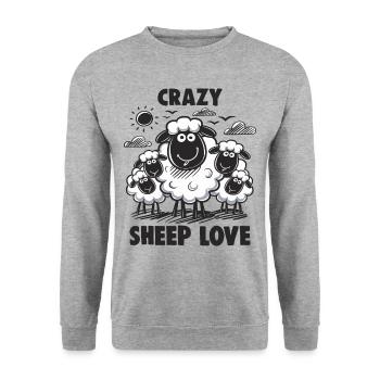 Funny Sheep Crazy Sheep Love - Unisex Sweatshirt - salt & pepper - Front - Alina (178cm) & Michal (187cm)