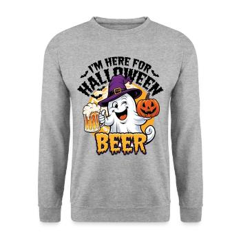 Lustiger Geist I'm here for Halloween Beer - Unisex Sweatshirt - salt & pepper - Front - Alina (178cm) & Michal (187cm)