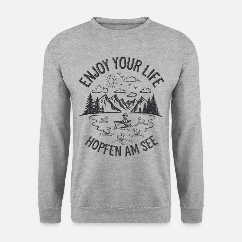 Hopfen am See Urlaub Berg Wandern - Unisex Pullover - Weißgrau meliert