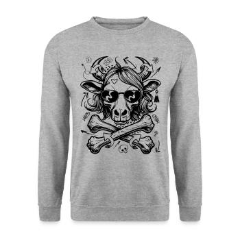 Vache graffiti coquine avec coiffure sauvage, chemise - Sweat-shirt Unisexe - gris chiné - Devant - Alina (178cm) & Michal (187cm)