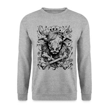 T-shirt élégant de vache comique de casino dans le style de la rue - Sweat-shirt Unisexe - gris chiné - Devant - Alina (178cm) & Michal (187cm)