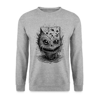 Raclette Trip : Chemise monstre au fromage effrayant - Sweat-shirt Unisexe - gris chiné - Devant - Alina (178cm) & Michal (187cm)