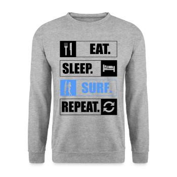 Eat Sleep Surf Repeat Surfen - Unisex Sweatshirt - salt & pepper - Front - Alina (178cm) & Michal (187cm)