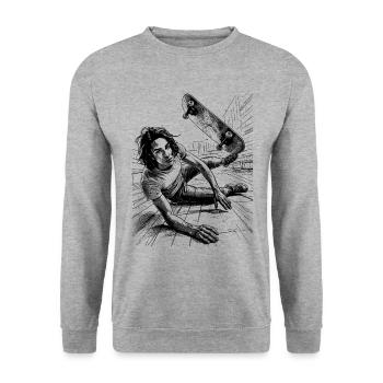 Skater-Chaos auf Rädern Shirt - Unisex Pullover - Weißgrau meliert - Vorne - Alina (178cm) & Michal (187cm)