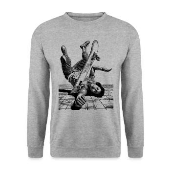 T-shirt patineur – Votre chute, votre style de vie - Sweat-shirt Unisexe - gris chiné - Devant - Alina (178cm) & Michal (187cm)