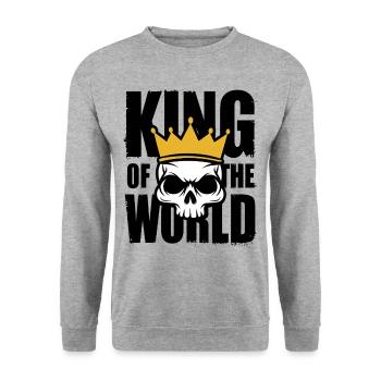 Skull and crossbones with crown King of the World - Unisex Sweatshirt - salt & pepper - Front - Alina (178cm) & Michal (187cm)