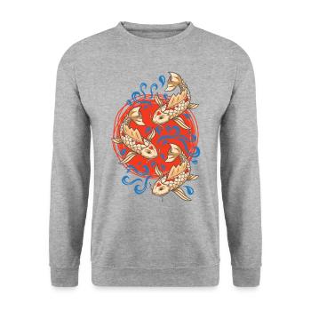 Koi Fish Koi Carp Lovers - Unisex Sweatshirt - salt & pepper - Front - Alina (178cm) & Michal (187cm)