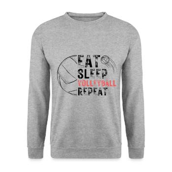 Volleyball Fans Beachvolleyball Design - Unisex Pullover - Weißgrau meliert - Vorne - Alina (178cm) & Michal (187cm)