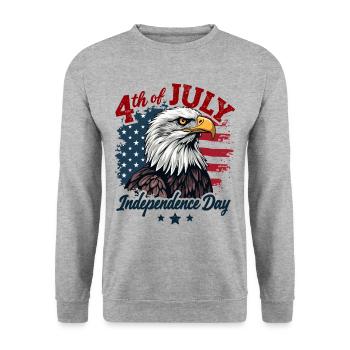 Amerika USA Adler 4th July Independence Day - Unisex Pullover - Weißgrau meliert - Vorne - Alina (178cm) & Michal (187cm)