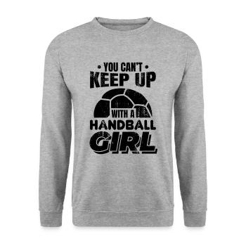 Handball Girl - Unisex Sweatshirt - salt & pepper - Front - Alina (178cm) & Michal (187cm)
