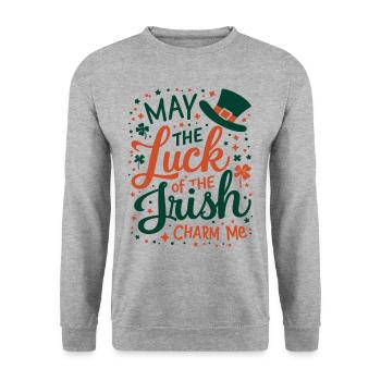 May the Luck of the Irish Charm Me - St Patrick's - Unisex Sweatshirt - salt & pepper - Front - Alina (178cm) & Michal (187cm)