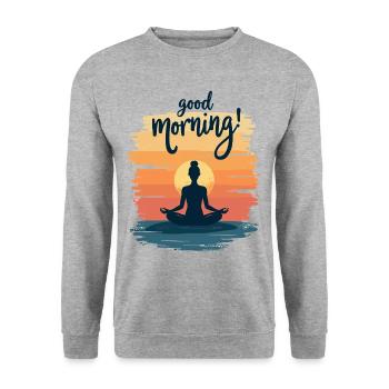 Good Morning Yoga Meditation Design Morning Rituals - Unisex Sweatshirt - salt & pepper - Front - Alina (178cm) & Michal (187cm)