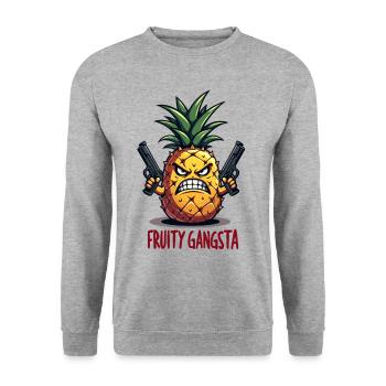 Pineapple Fruity Gangsta The hardest pineapple in the world - Unisex Sweatshirt - salt & pepper - Front - Alina (178cm) & Michal (187cm)