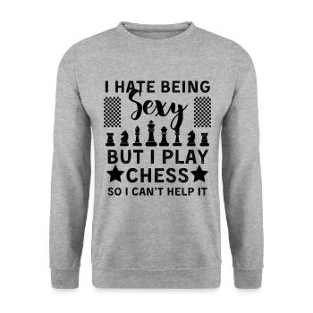 Funny Chess Player Design Chess - Unisex Sweatshirt - salt & pepper - Front - Alina (178cm) & Michal (187cm)