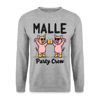Malle Party Crew Funny Pigs Beer Fun - Unisex Sweatshirt - salt & pepper - Front - Alina (178cm) & Michal (187cm)