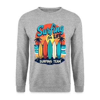 Surfing for Life Wave Boards & Beach - Unisex Sweatshirt - salt & pepper - Front - Alina (178cm) & Michal (187cm)