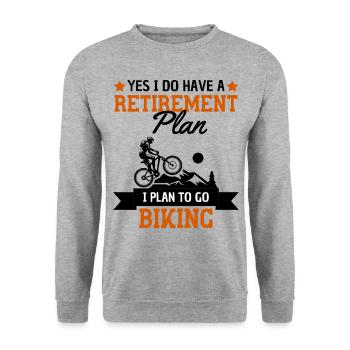 Funny Retirement Plan Bicycle Saying - Unisex Sweatshirt - salt & pepper - Front - Alina (178cm) & Michal (187cm)