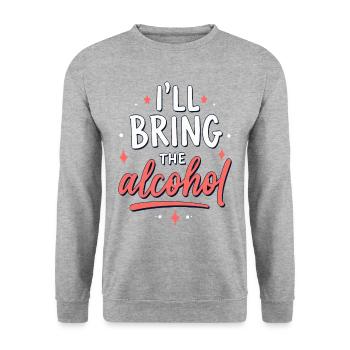 I'll Bring the Alcohol Party Saying Quote - Unisex Sweatshirt - salt & pepper - Front - Alina (178cm) & Michal (187cm)