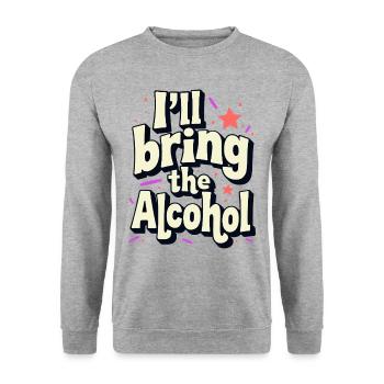 I'll Bring the Alcohol Party Saying Quote - Unisex Sweatshirt - salt & pepper - Front - Alina (178cm) & Michal (187cm)