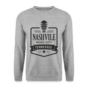 Nashville Music City Gitarre Tennessee - Unisex Pullover - Weißgrau meliert - Vorne - Alina (178cm) & Michal (187cm)
