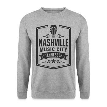 Nashville Music City Gitarre Tennessee - Unisex Pullover - Weißgrau meliert - Vorne - Alina (178cm) & Michal (187cm)