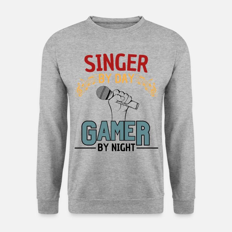Musikliebender Gamer mit Humor - Unisex Pullover - Weißgrau meliert