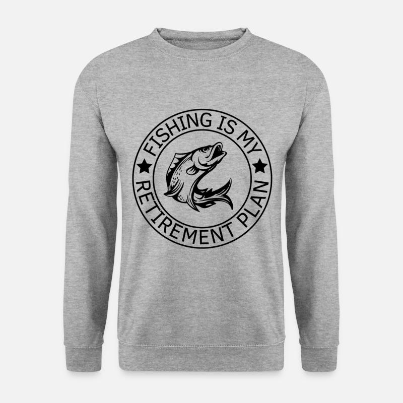 Angler Spruch Ruhestand Angeln Rente - Unisex Pullover - Weißgrau meliert