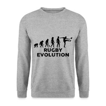 Rugby evolution. Cadeau homme sport rugby - Sweat-shirt Unisexe - gris chiné - Devant - Alina (178cm) & Michal (187cm)