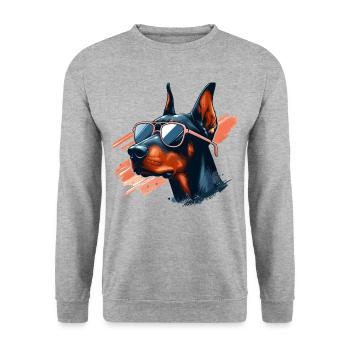 Doberman The Bodyguard - Unisex Sweatshirt - salt & pepper - Front - Alina (178cm) & Michal (187cm)