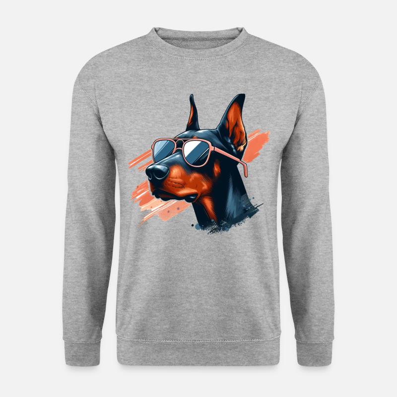 Dobermann Der Leibwächter - Unisex Pullover - Weißgrau meliert
