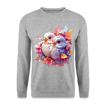 Vogel Bird V1 24 04 - Unisex Sweatshirt - salt & pepper - Front - Alina (178cm) & Michal (187cm)