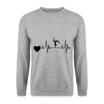 Gymnastics Pulse Gymnast Sports Teacher Floor Gymnastics ECG - Unisex Sweatshirt - salt & pepper - Front - Alina (178cm) & Michal (187cm)