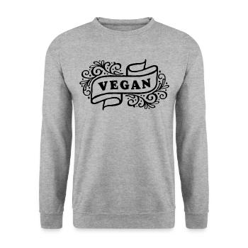VEGAN banner - Unisex Sweatshirt - salt & pepper - Front - Alina (178cm) & Michal (187cm)