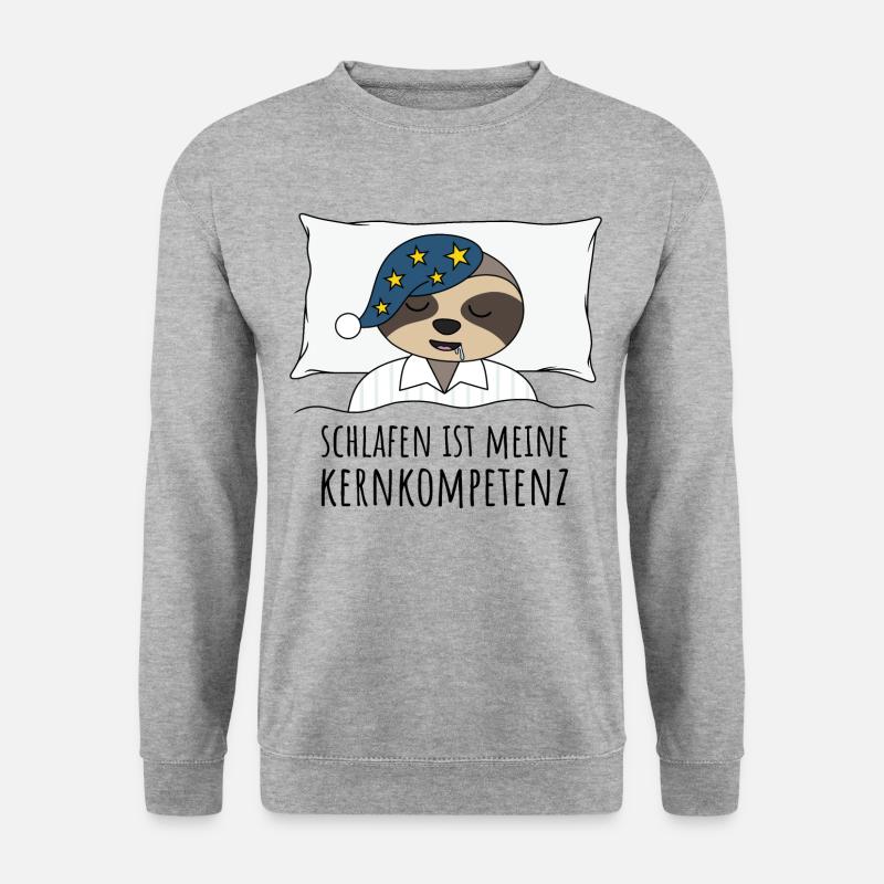 Schlafen ist meine Kernkompetenz Faultier im Bett - Unisex Pullover - Weißgrau meliert